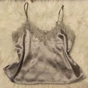 Grey Satin Top